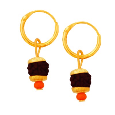 Menjewell Gold Cap Rudraksha Bali Earring