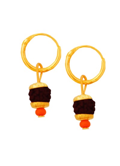 Menjewell Gold Cap Rudraksha Bali Earring