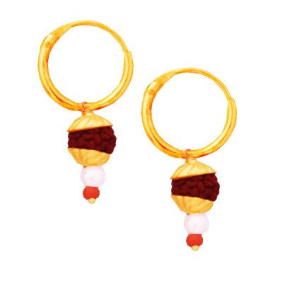 Menjewell Gold Cap Rudraksha Bali Earring