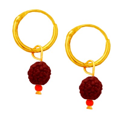 Menjewell Gold Cap Rudraksha Bali Earring