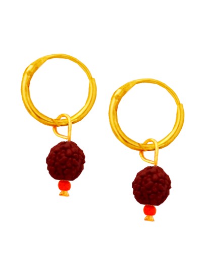 Menjewell Gold Cap Rudraksha Bali Earring