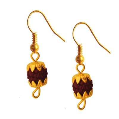 Menjewell Gold Cap Rudraksha Bali Earring