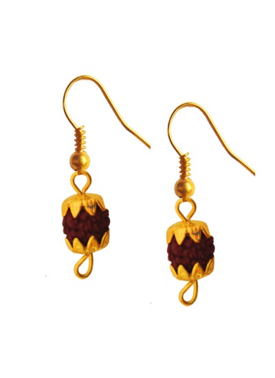 Menjewell Gold Cap Rudraksha Bali Earring