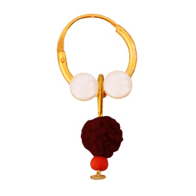 Menjewell Gold Cap Rudraksha Bali Earring