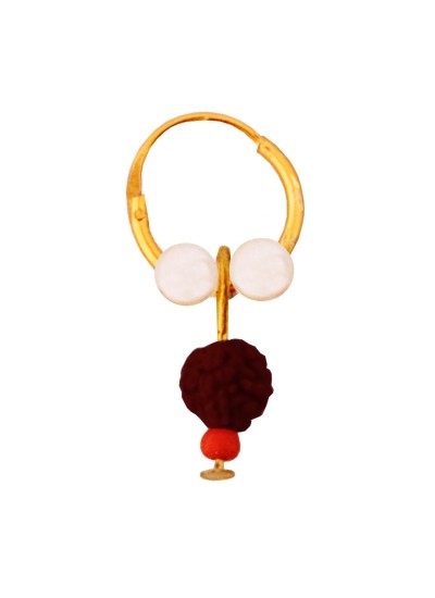 Menjewell Gold Cap Rudraksha Bali Earring