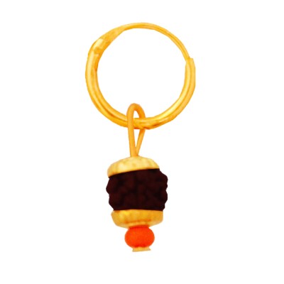 Menjewell Gold Cap Rudraksha Bali Earring