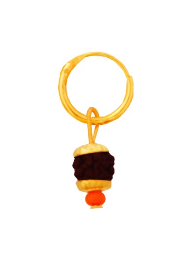 Menjewell Gold Cap Rudraksha Bali Earring