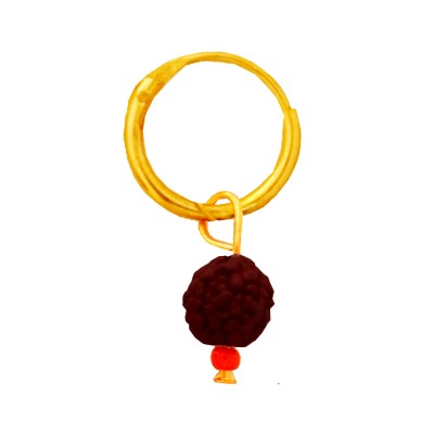 Menjewell Gold Cap Rudraksha Bali Earring