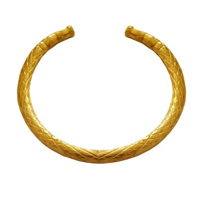 Menjewell Antique Design Gold Plated  Criss Cross Half Cuff Brass Kada(2.7-