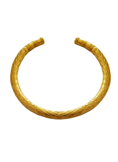 Menjewell Antique Design Gold Plated  Criss Cross Half Cuff Brass Kada(2.7-