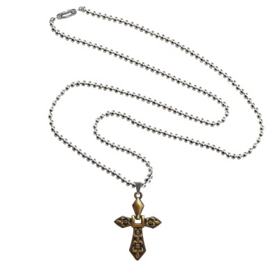 Menjewell Sterling Crucifix Bronze:Silver Unique Design Jesus Christ Cross Pendant