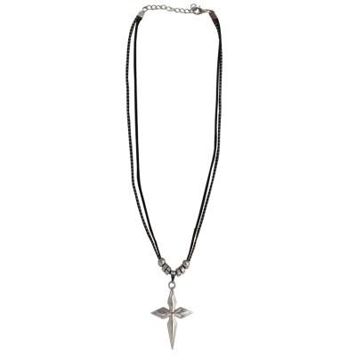 Menjewell Black:Silver Unique Design Jesus Christ Cross Pendant For Men & Boy