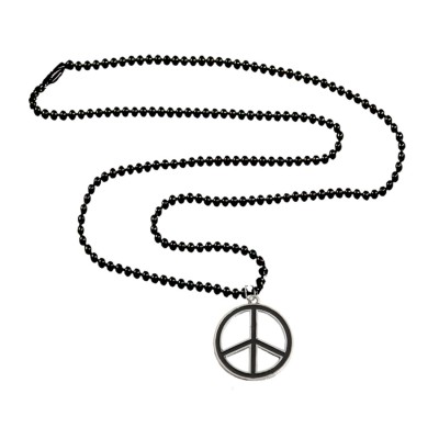 Menjewell Sliver::Black Antique Hollow Peace Symbol Fashion Hollywood inspired Pendants