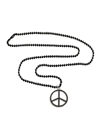 Menjewell Sliver::Black Antique Hollow Peace Symbol Fashion Hollywood inspired Pendants