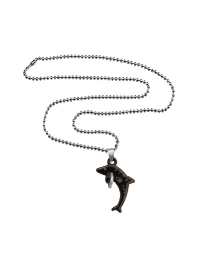 Menjewell Grey::Silver "I Love You"Dolphin Fish With Ring Pendant For Men & Boy