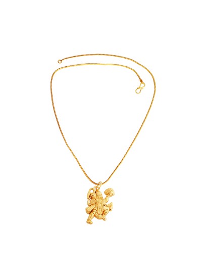 Menjewell Gold Plated Pawan Putra Hanuman/ Bajrang Bali Pendant With Chain For Men