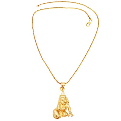 Menjewell Gold Plated Laddu Gopal /Bal Krishna Pendant With Chain For Men 