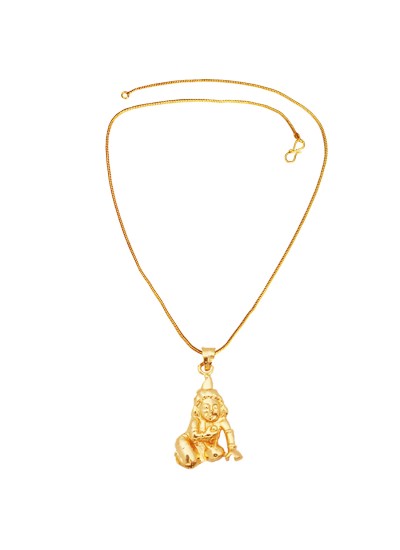 Menjewell Gold Plated Laddu Gopal /Bal Krishna Pendant With Chain For Men 