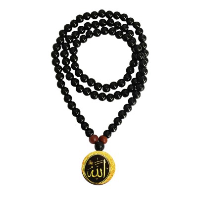 Arabic Islamic Quran Muslim God Allah Black Onyx Beads Mala