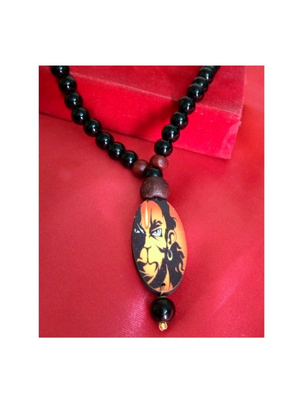 Pawan Putra Hanuman Bajrang Bali Black Onyx Beads Mala