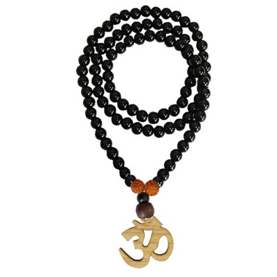 OM Locket With Crystal Onyx Mala