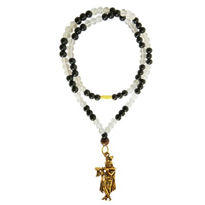Krishna Pendant With Crystal With Black Onyx Beads Mala