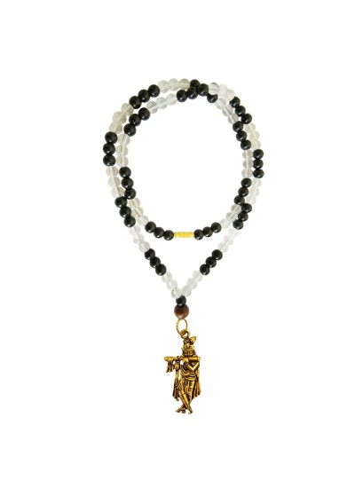 Krishna Pendant With Crystal With Black Onyx Beads Mala