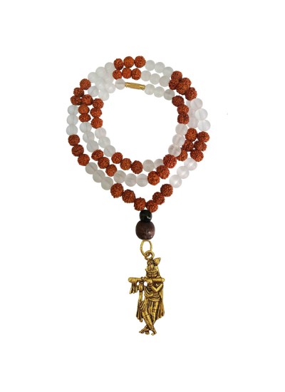 Shri Krishna Pendant Crystal With Rudraksha Mala