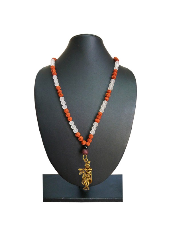 Shri Krishna Pendant Crystal With Rudraksha Mala