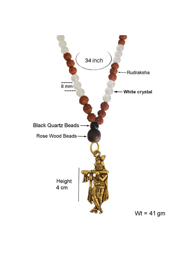 Shri Krishna Pendant Crystal With Rudraksha Mala