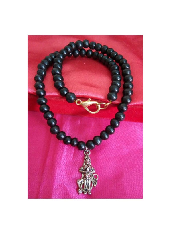 Pawan Putra Hanuman Bajrang Bali, With Wood Beads Mala Beads Alloy, Wood Pendant