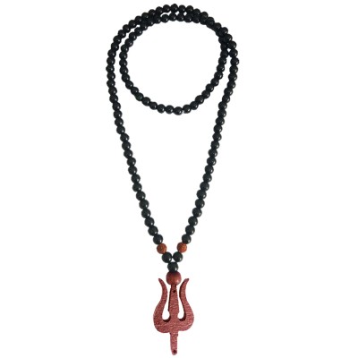 Shiva Trishul Onyx Beads Mala