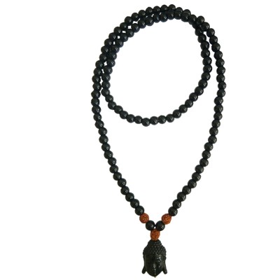 Buddha Face Black Beads Mala