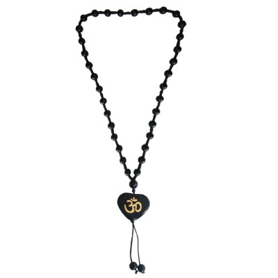 Om Charm Black Beads Mala By Menjewell