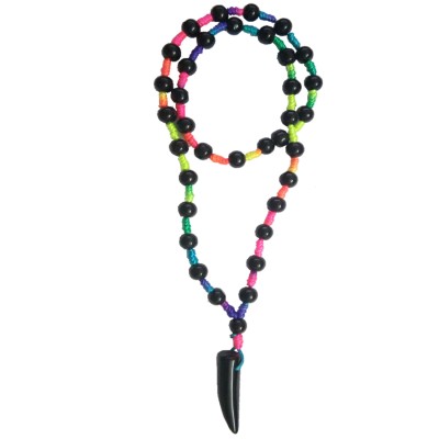 Menjewell Fantastic Collection Multicolor Artificially Design Lion Nail Fashion Pendant With black beads Mala For Men
