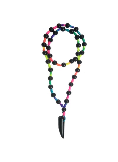 Menjewell Fantastic Collection Multicolor Artificially Design Lion Nail Fashion Pendant With black beads Mala For Men