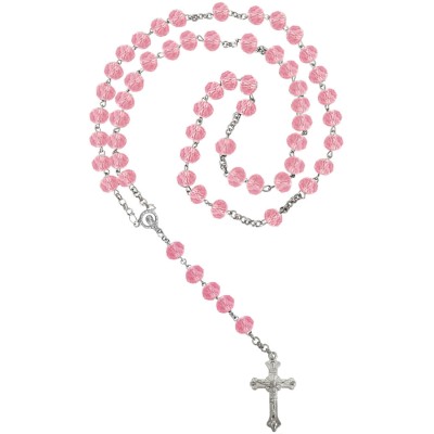 Menjewell Prayer Mala Beads Multicolor Rose Quartz with Cross Mala For Men & Boys