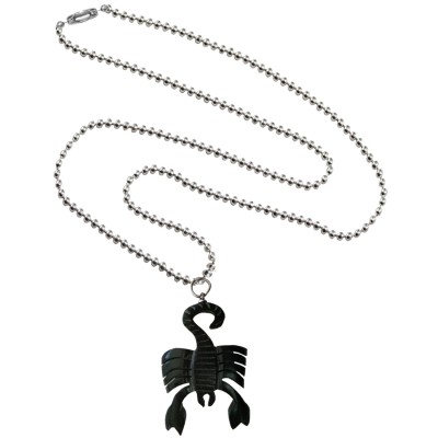 Menjewell Wood Collection Black::Silver Scorpion Design Fashion Pendant