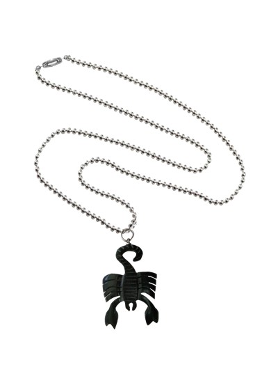 Menjewell Wood Collection Black::Silver Scorpion Design Fashion Pendant