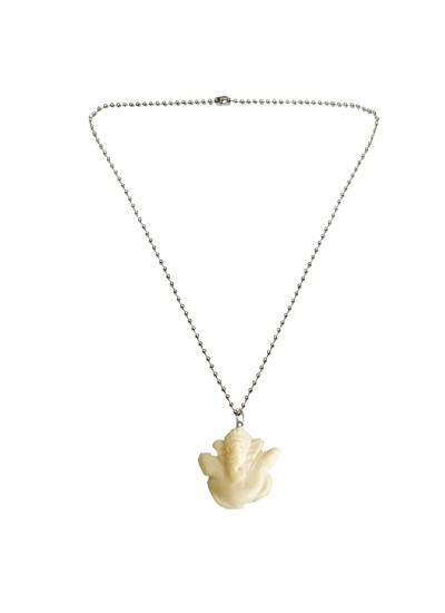 Menjewell New Collection White::Silver Lord White Cream Ganesha Design Pendant