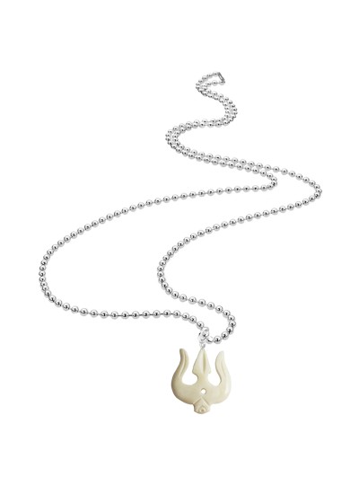 Menjewell Wood Collection White::Silver Lord Shiv Trishul White Cream Design Shivling and Lord Shiva Pendant
