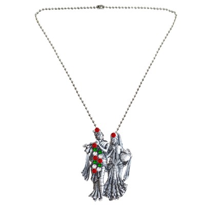 Menjewell New Collection Silver Divine Radha Krishna Design Pendant