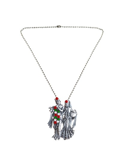 Menjewell New Collection Silver Divine Radha Krishna Design Pendant