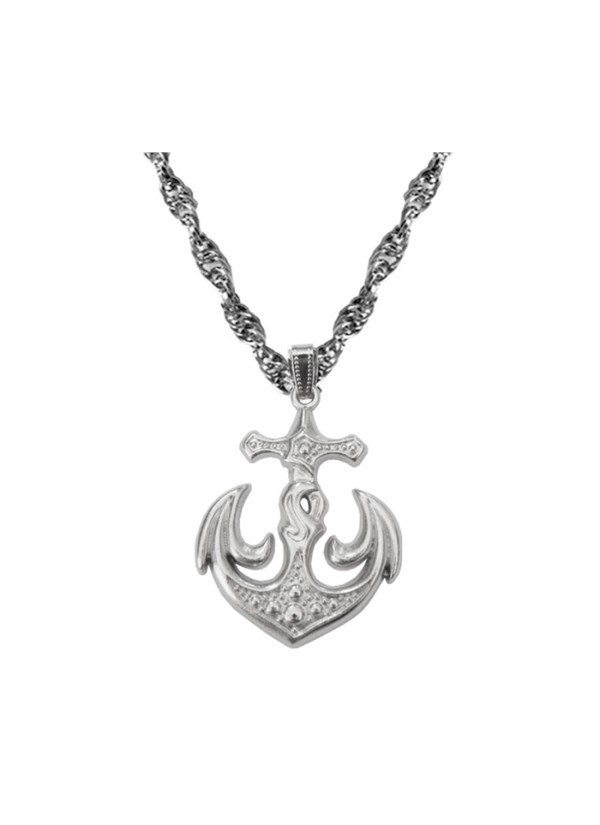 Silver  Oxidized Anchor Fashion Pendant 