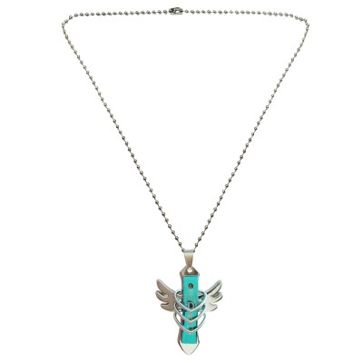 Menjewell Trendy Collection Blue::Silver New Arrival Cross Feather Design Fashion Pendant