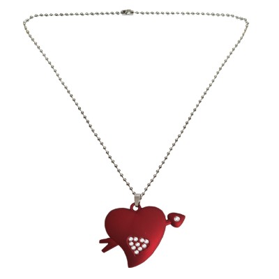 Menjewell Red::Silver Unique Friend Design Heart & Arrow Pendant For Men & Boys