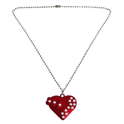 Menjewell Red::Silver Unique Friend Design Heart Pendant For Men & Boys