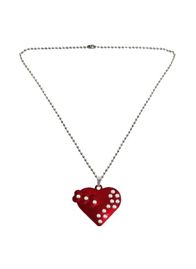 Menjewell Red::Silver Unique Friend Design Heart Pendant For Men & Boys