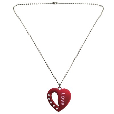 Menjewell Red::Silver Unique Friend Design Heart Pendant For Men & Boys