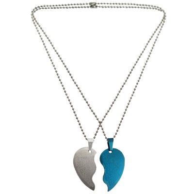 Menjewell Blue::Silver Connecting Hearts Names Engraved Couples Pendant For Men & Boys